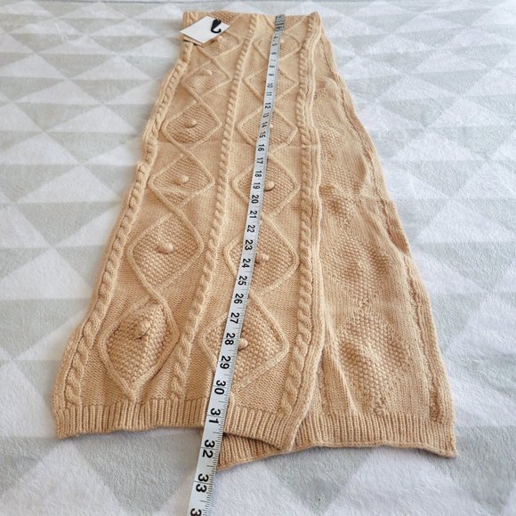 Wool Winter Scarf Gloves & Ear Warmer, Cable Knit Warm Matching Set - Picture 6 of 6